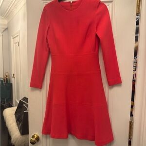 Lela Rose Vibrant Red Long Sleeve Dress